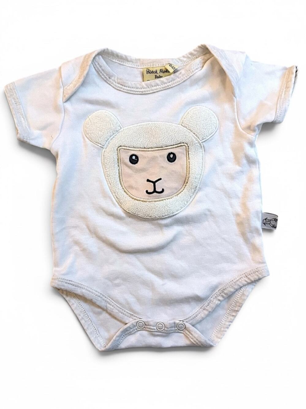 Patrick Francis Baby Organic Cotton Lamb Sheep Bodysuit White 6-12 Months